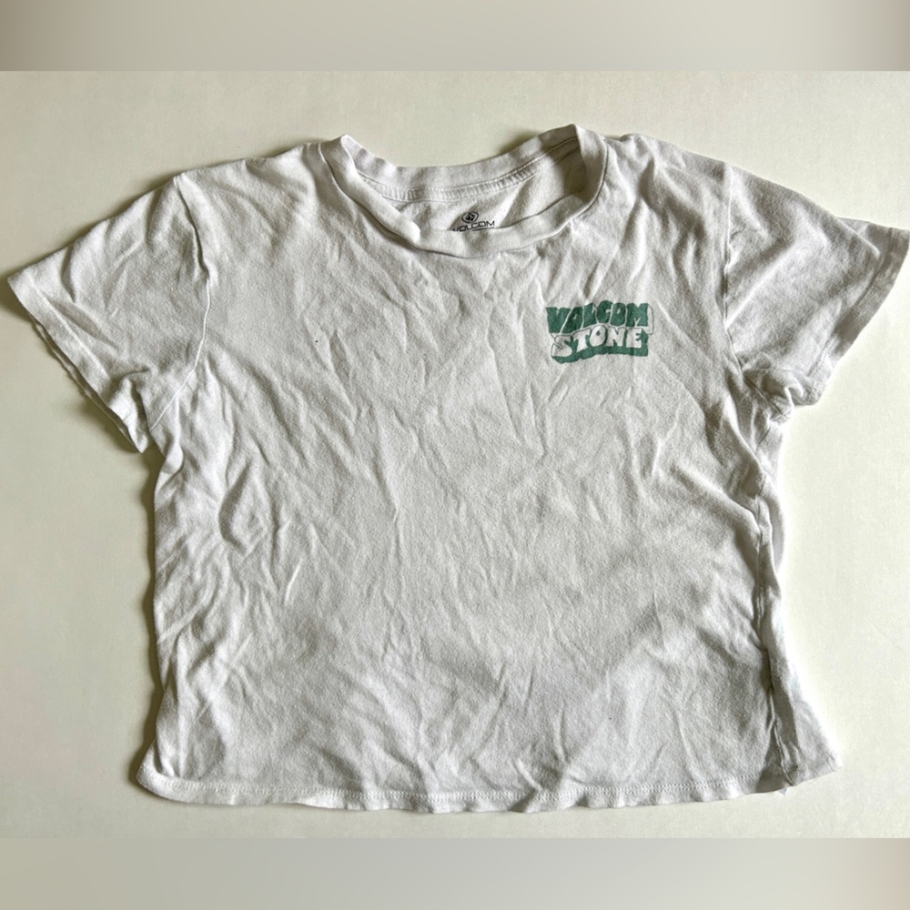 Cropped White Volcom Stone Shirt